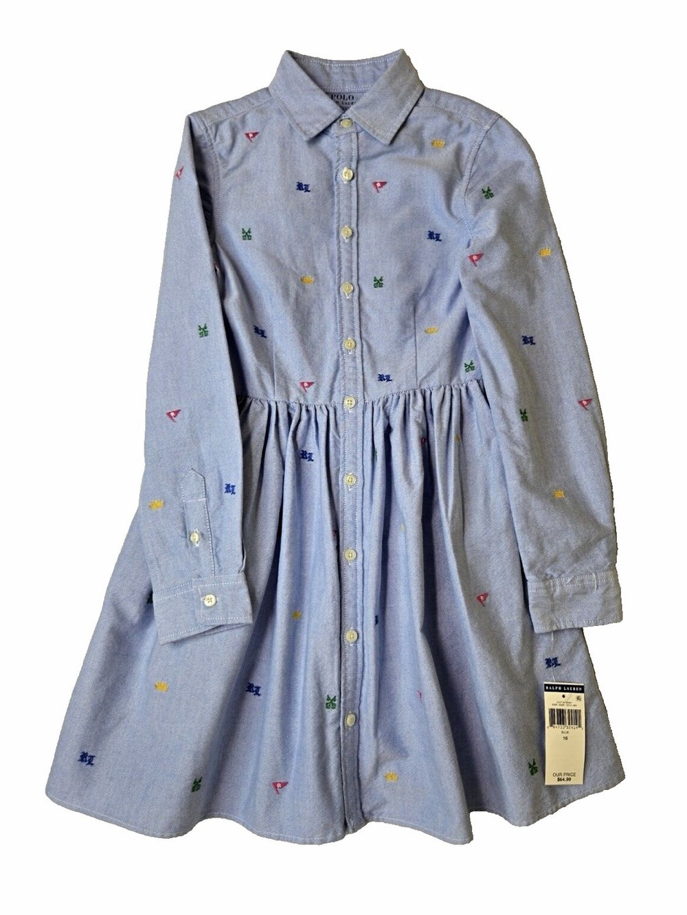 Polo Ralph Lauren Blue Oxford Embroidered Shirt Dress